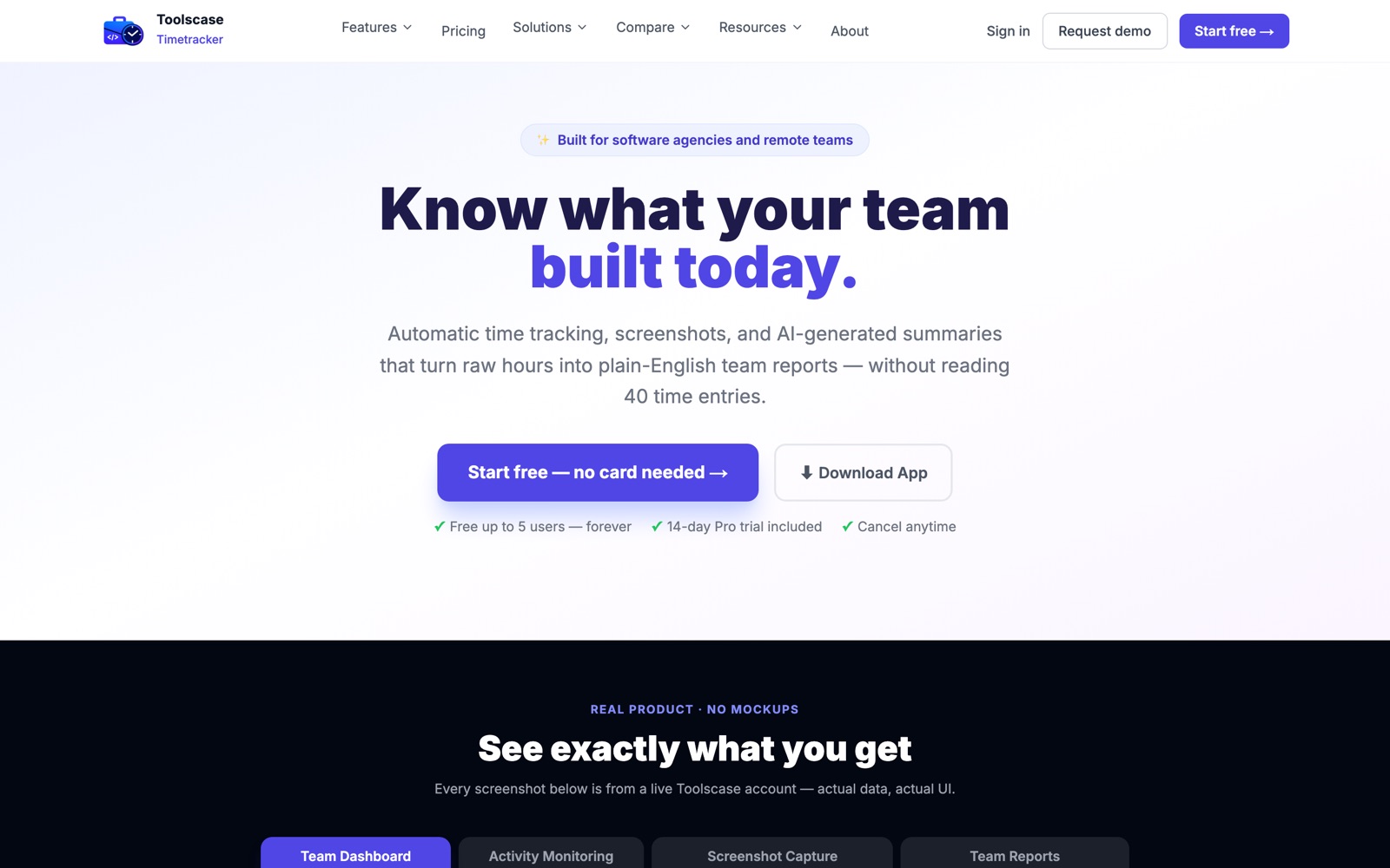 Timetracker — live screenshot of timetracker.toolscase.com